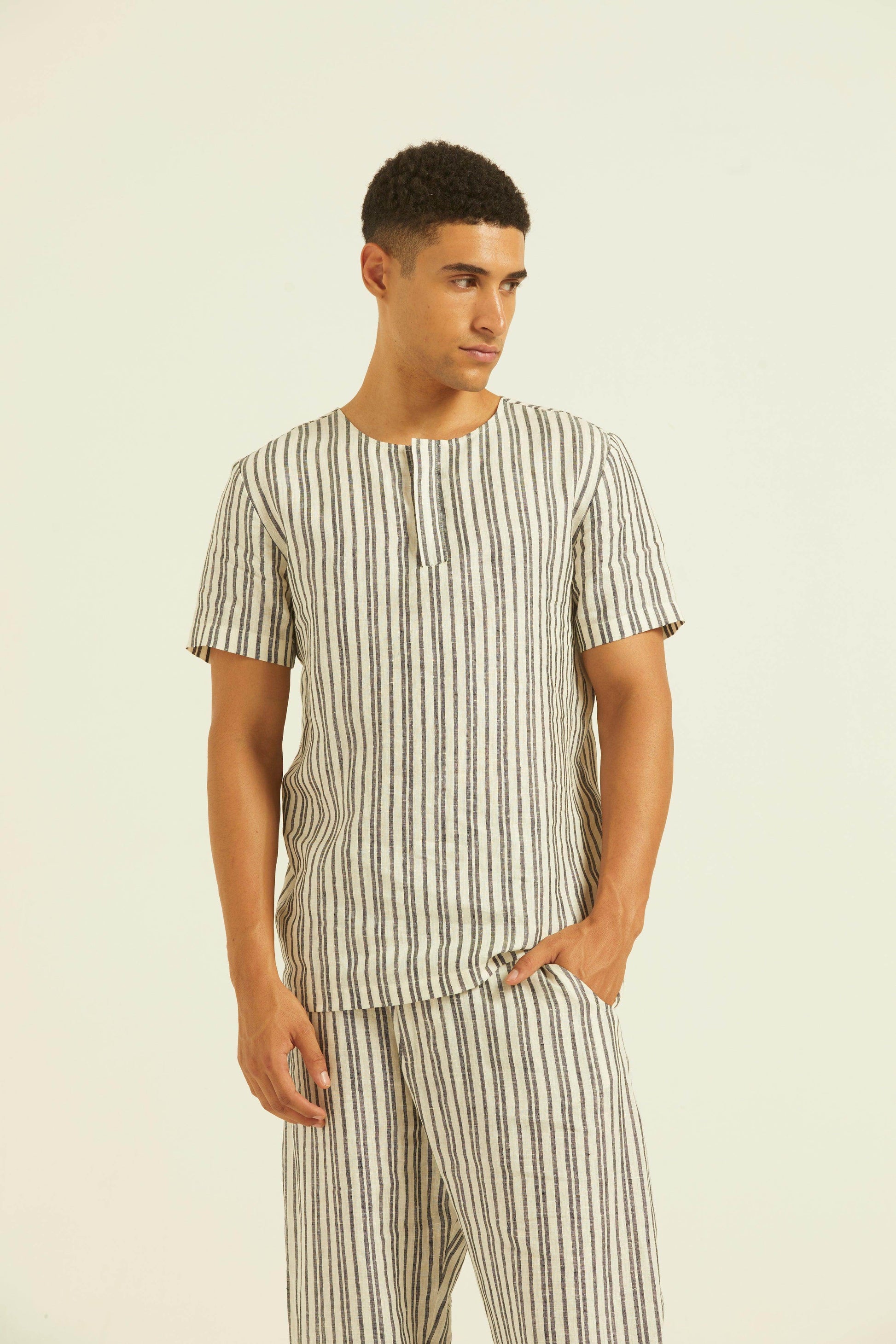 LINEN STRIPE SET - dash and dot