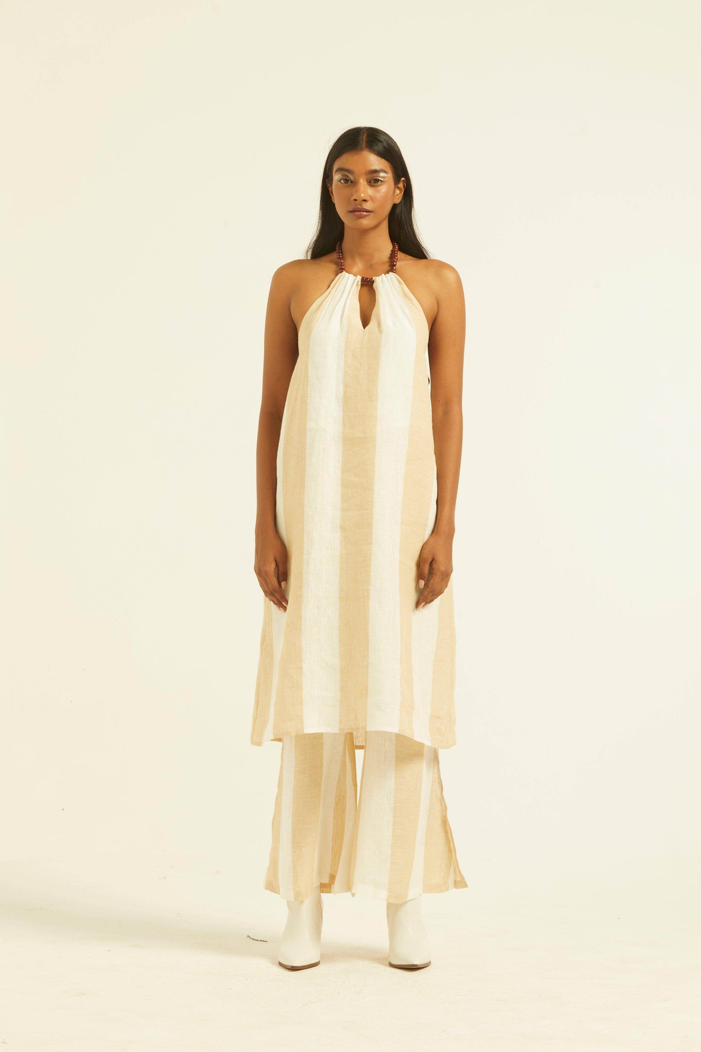 BEADED NECK LINEN STRIPE SET - dash and dot