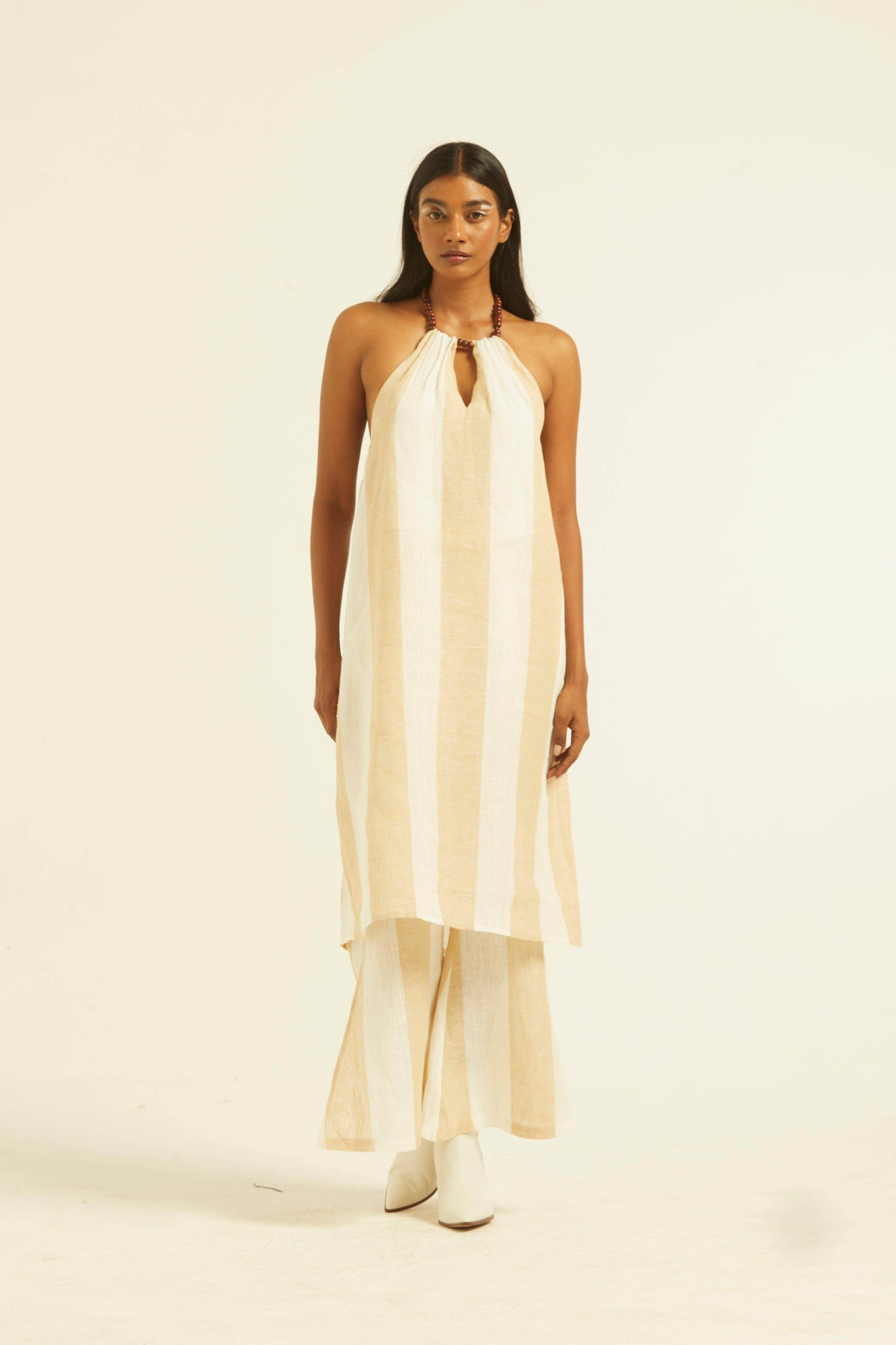 BEADED NECK LINEN STRIPE SET - dash and dot