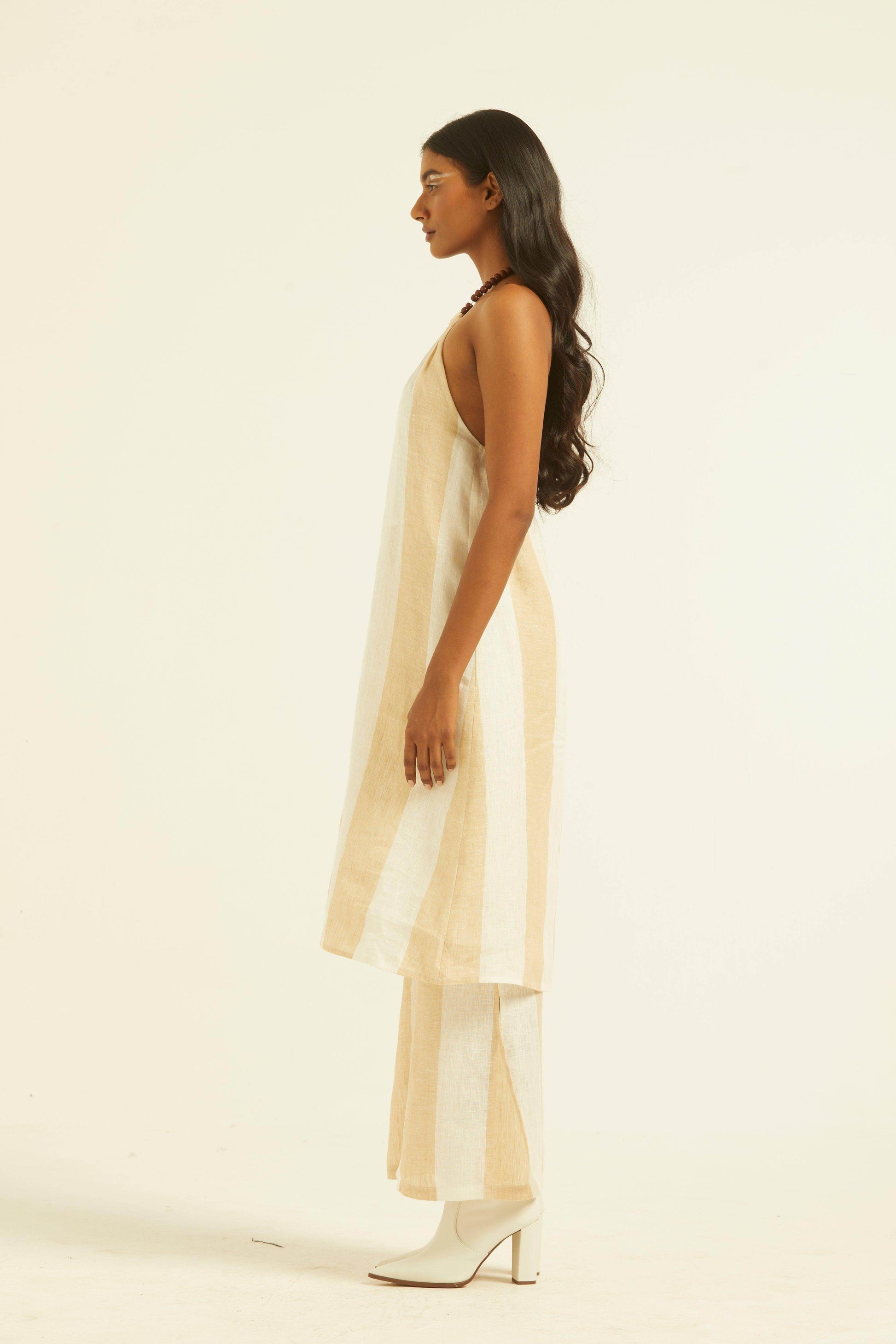 BEADED NECK LINEN STRIPE SET - dash and dot