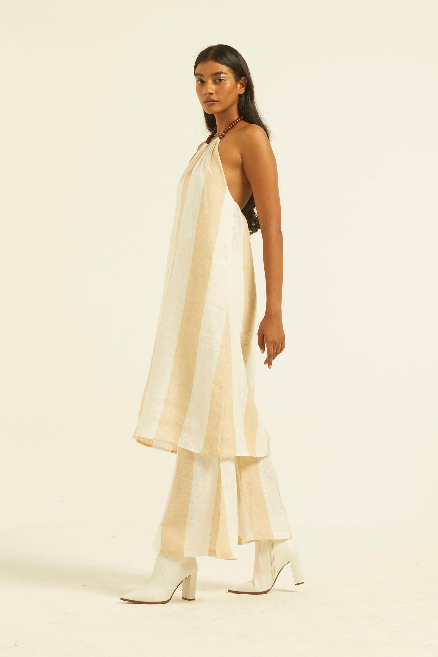 BEADED NECK LINEN STRIPE SET - dash and dot