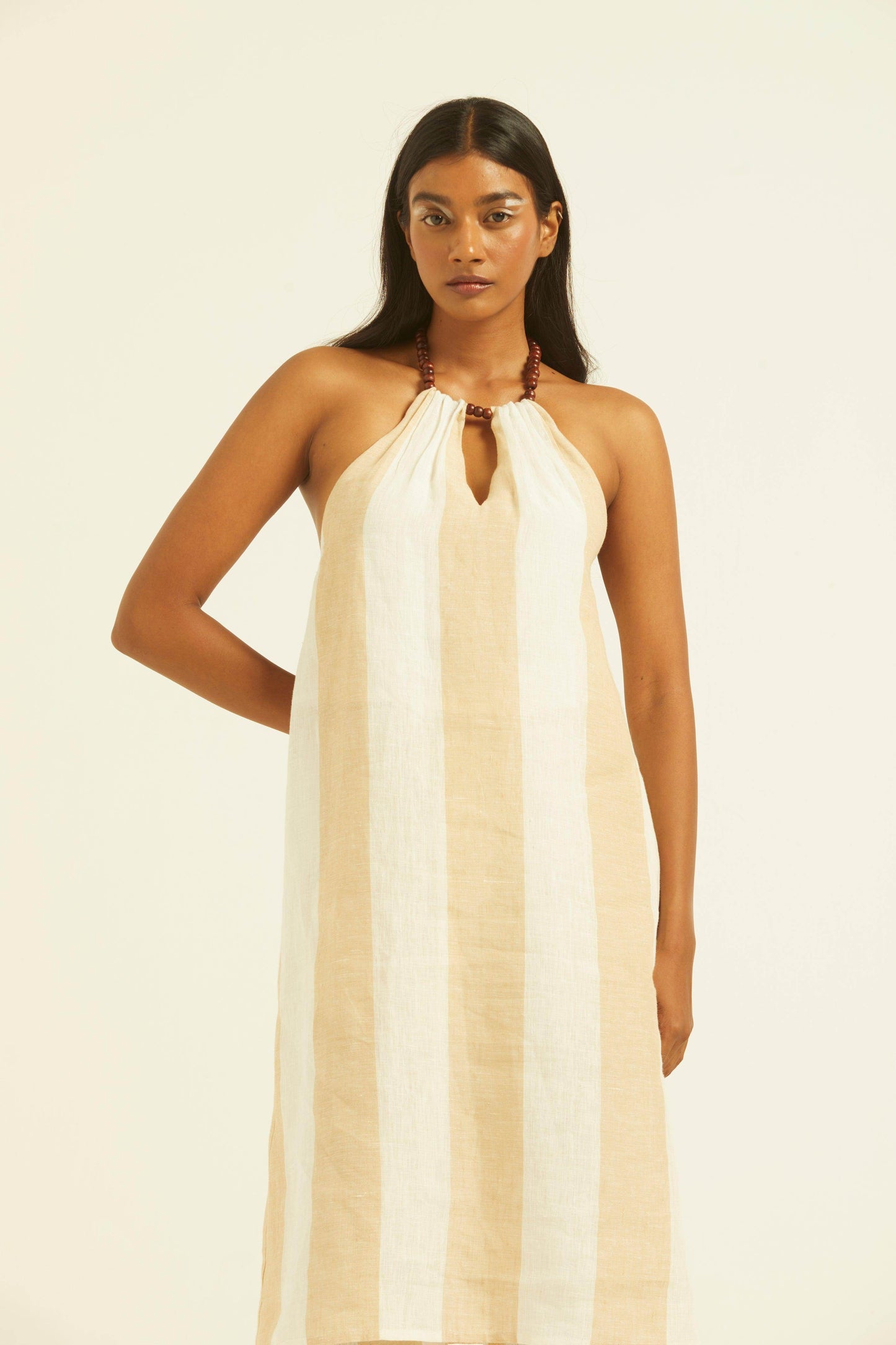 BEADED NECK LINEN STRIPE SET - dash and dot