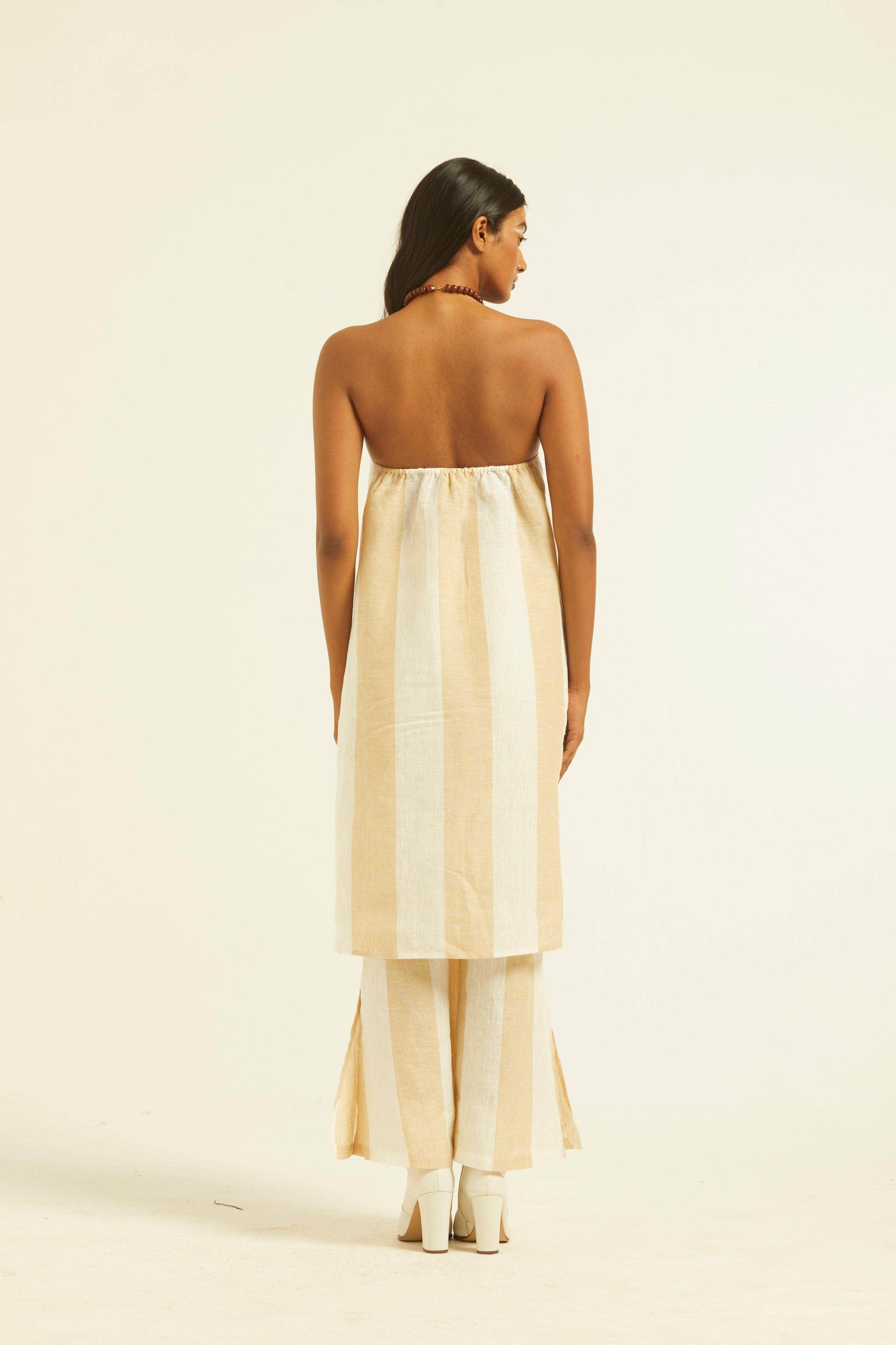 BEADED NECK LINEN STRIPE SET - dash and dot