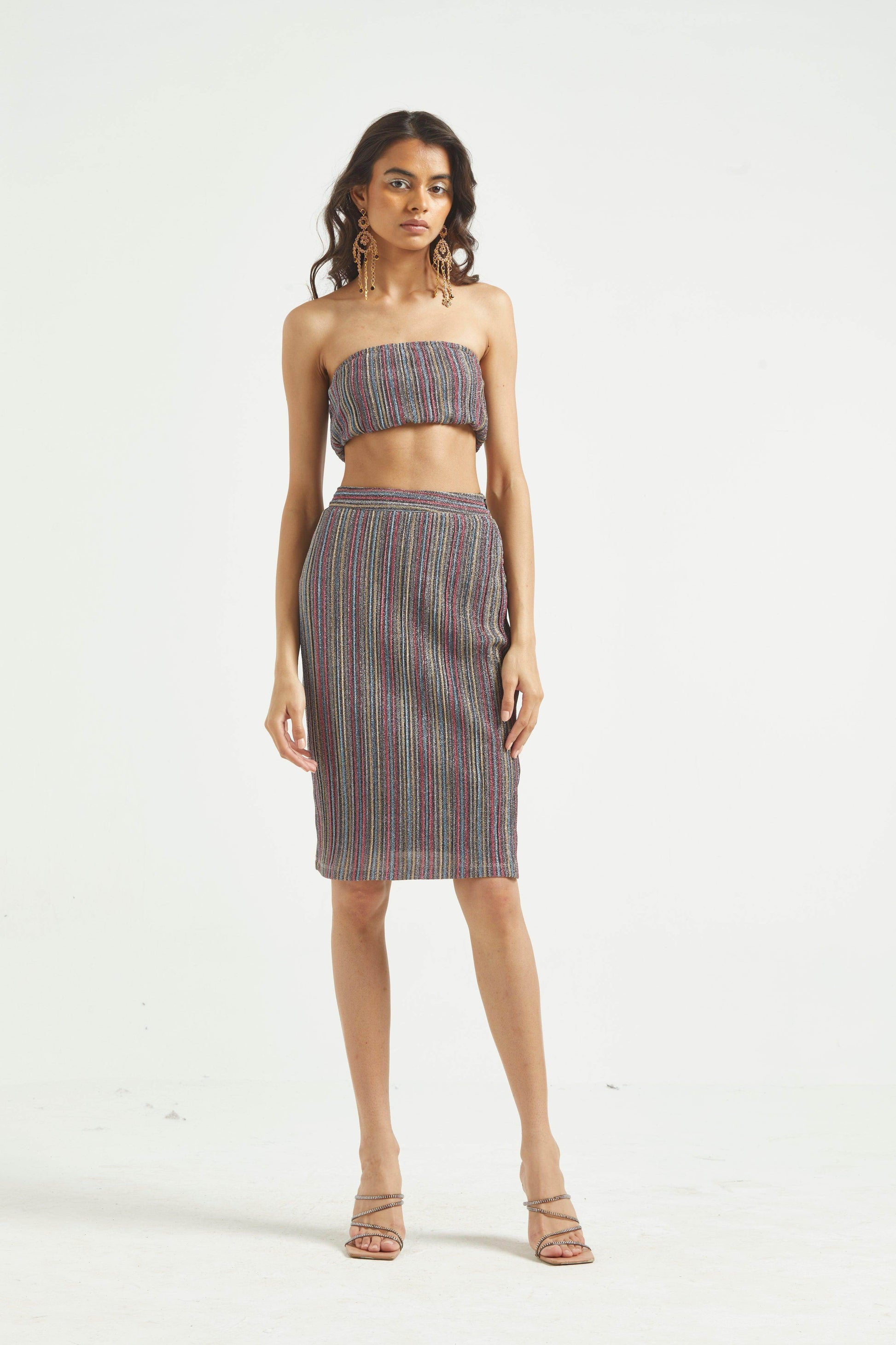 SHIMMER BANDEAU SKIRT SET - dash and dot