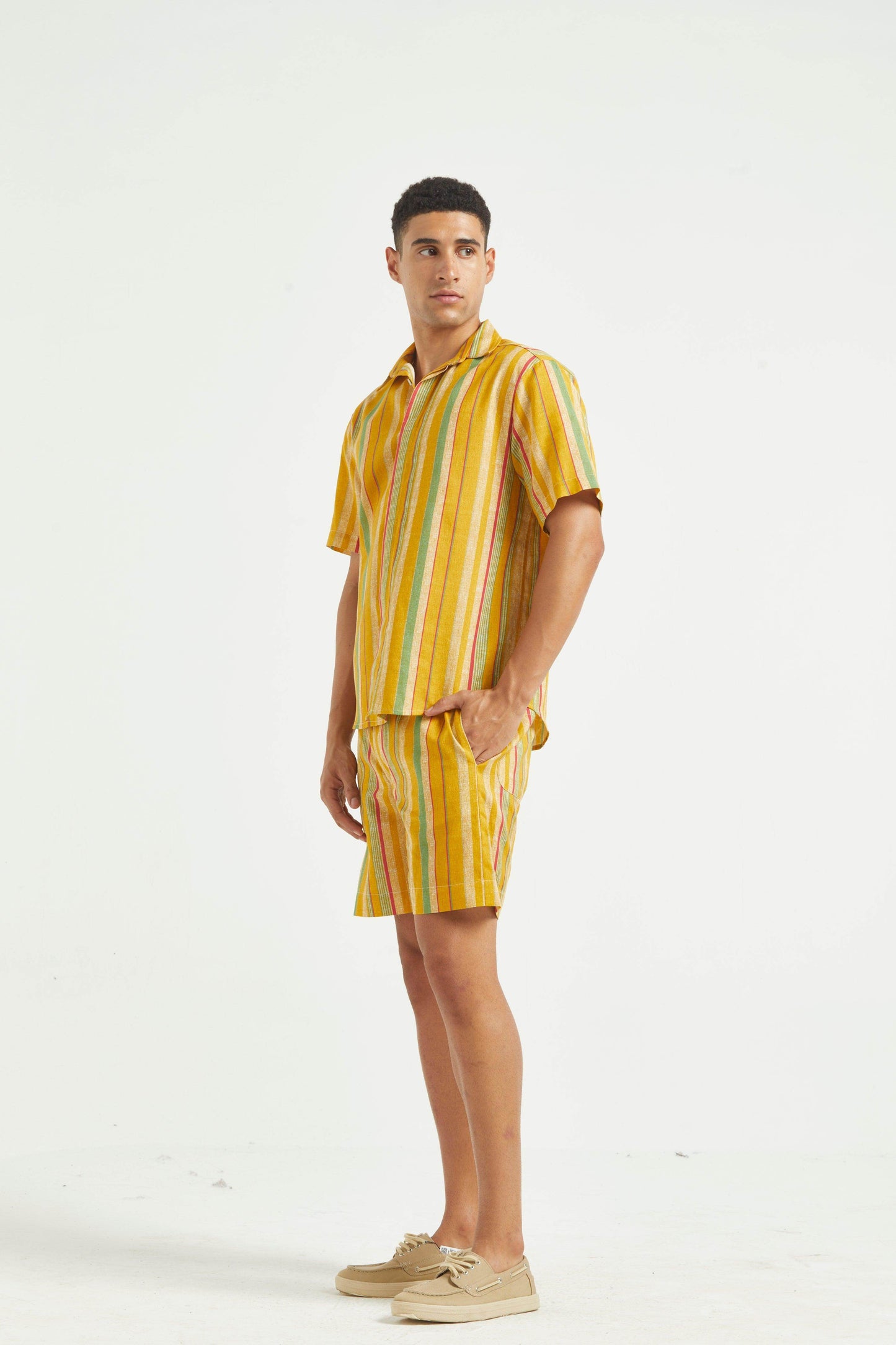 MULTI STRIPE LINEN SHORTS SET - dash and dot