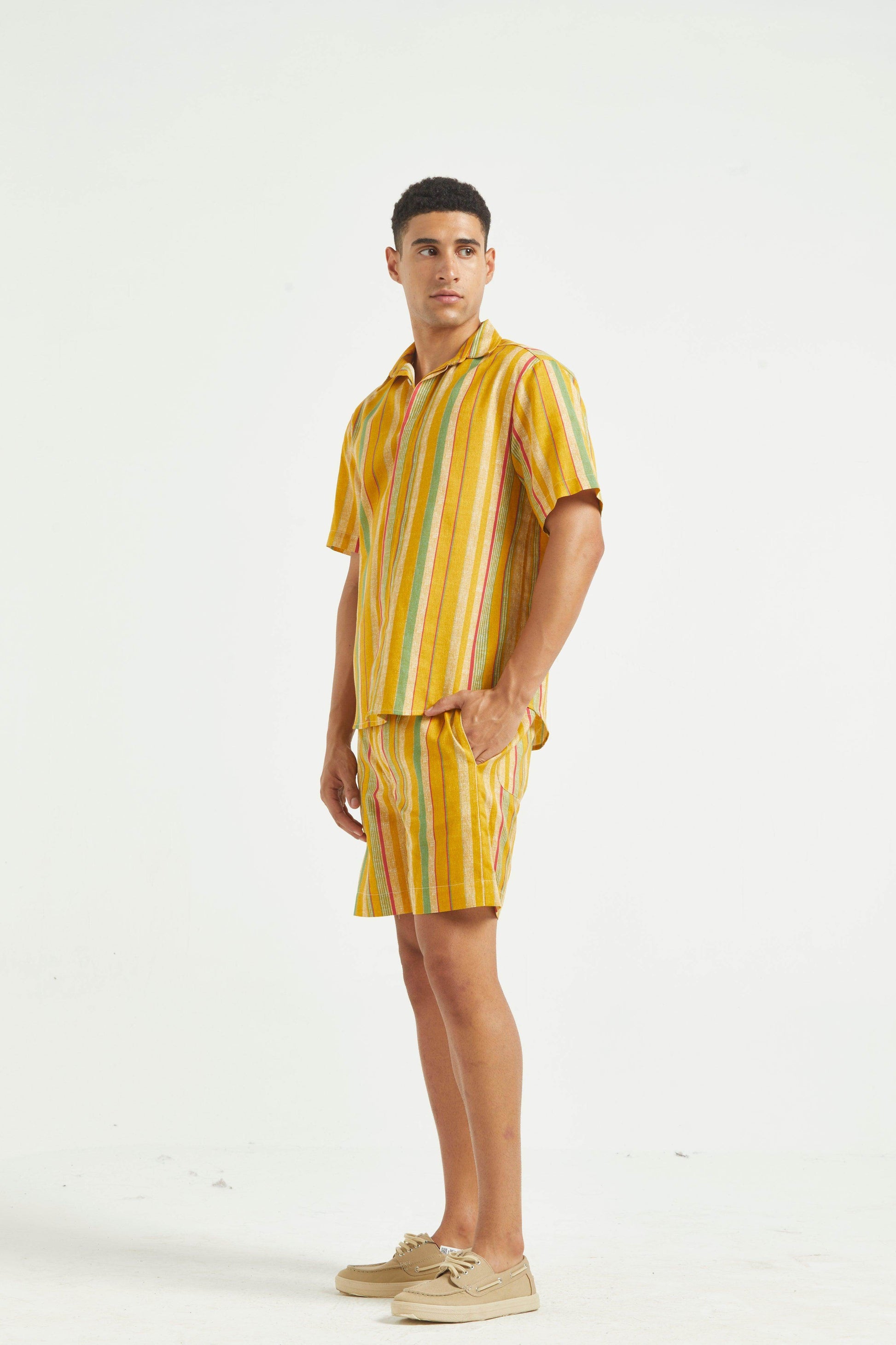 MULTI STRIPE LINEN SHORTS SET - dash and dot