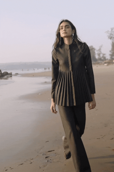 PLEATED PEPLUM PANT SET - dash and dot