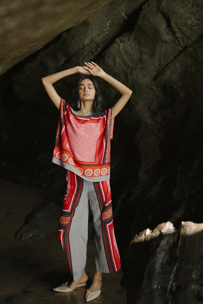 SCARF PRINTED SET - dash and dot dash and dot