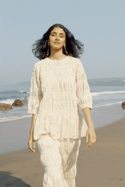 ALLOVER RUCHED LACE PANT SET - dash and dot