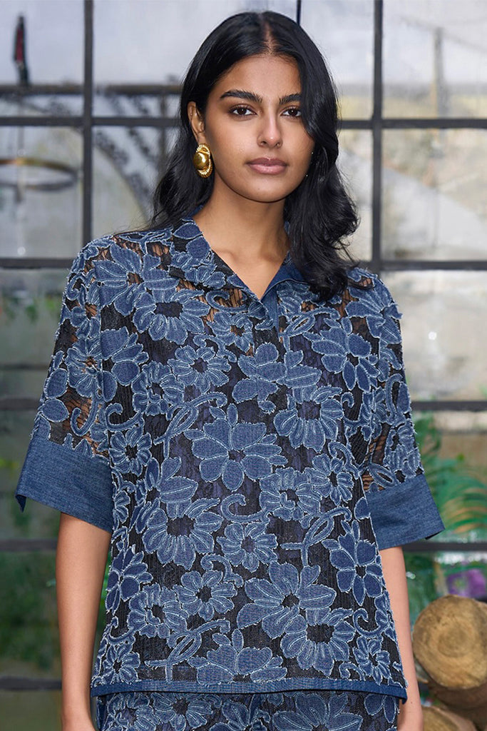 DENIM CUTWORK LACE TOP dash and dot
