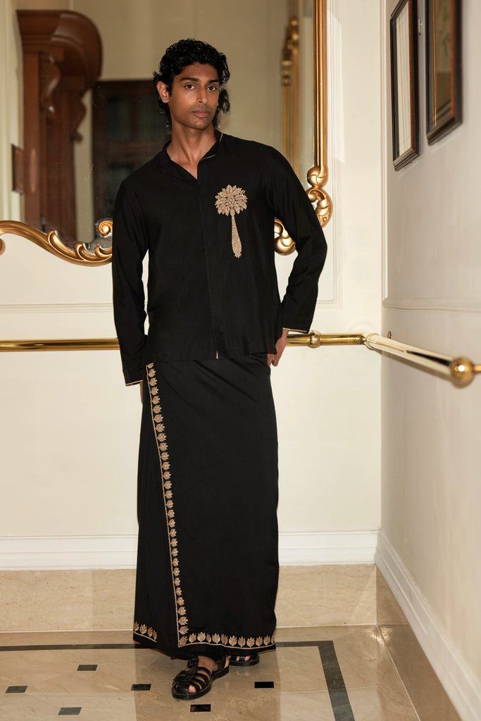EMBROIDERED LUNGI dash and dot