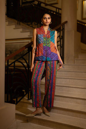 EMBROIDERED MULTICOLOUR STRIPE PANT