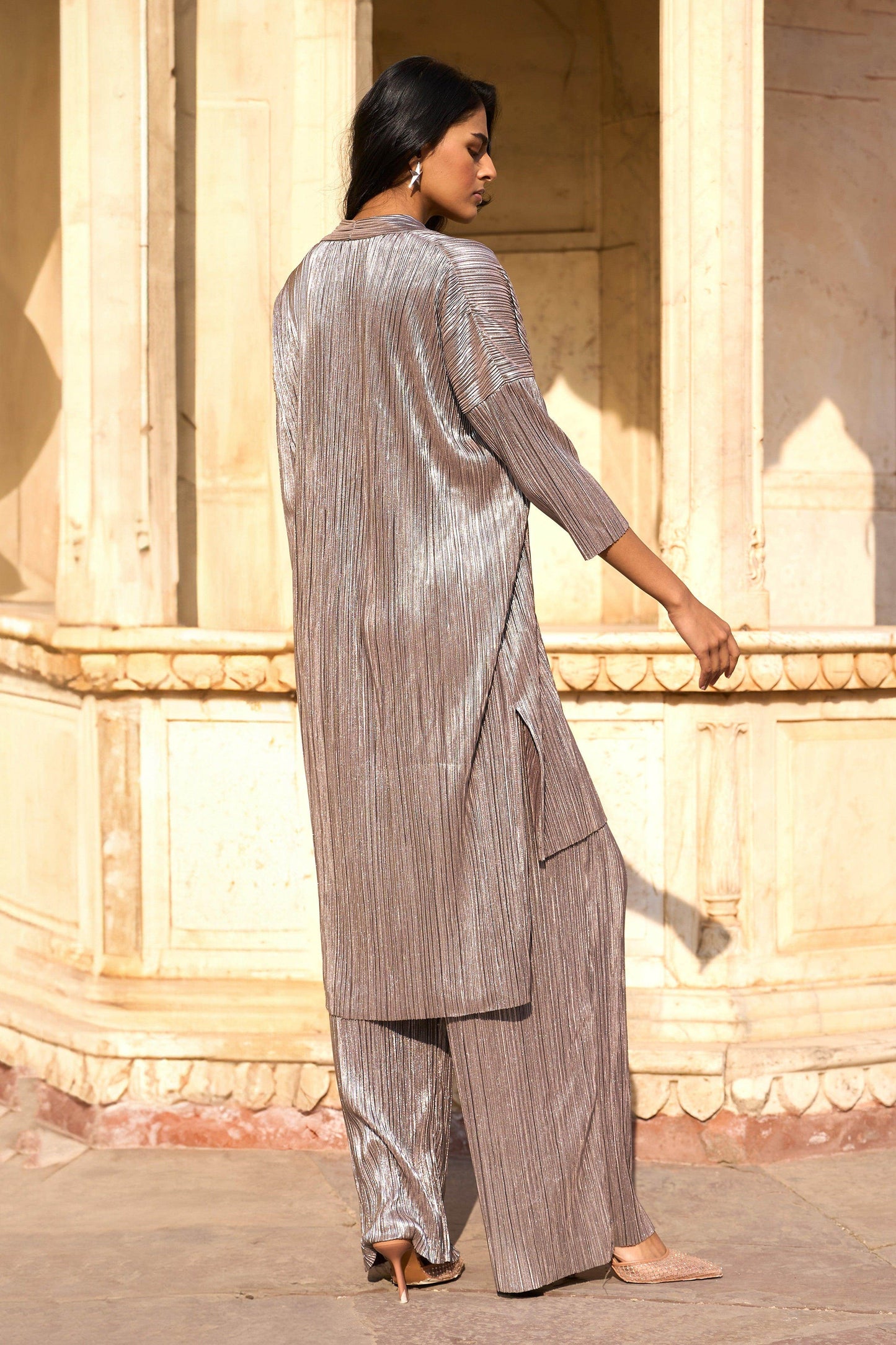 PLEATED LAMÉ PANT - dash and dot