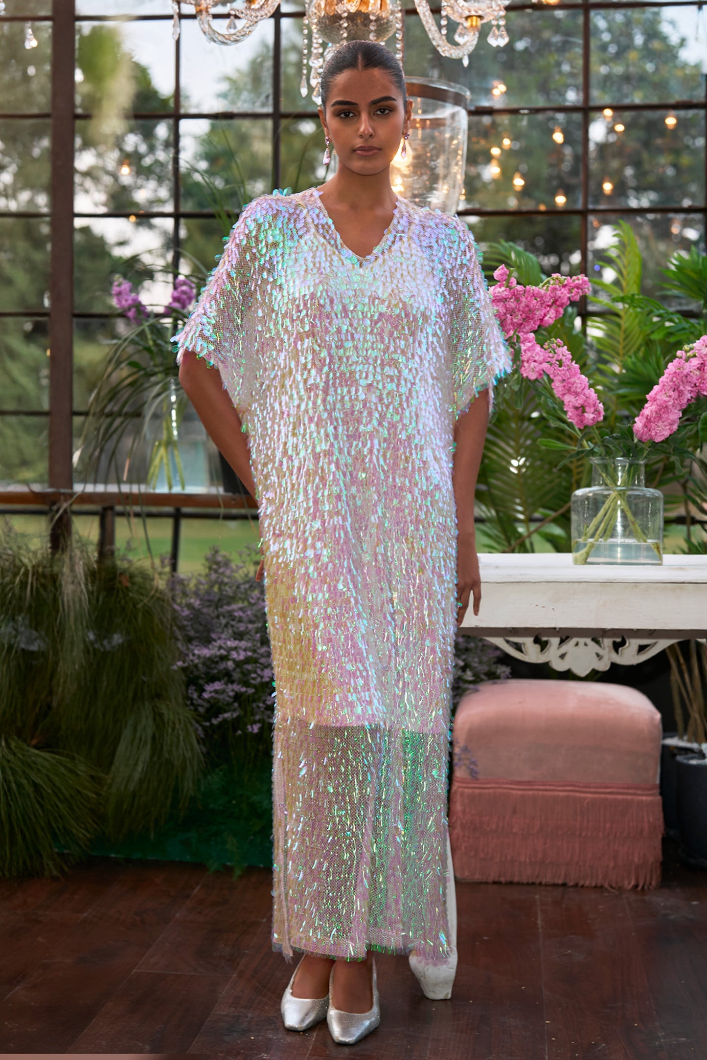 IRIDESCENT PAILLETTE KAFTAN