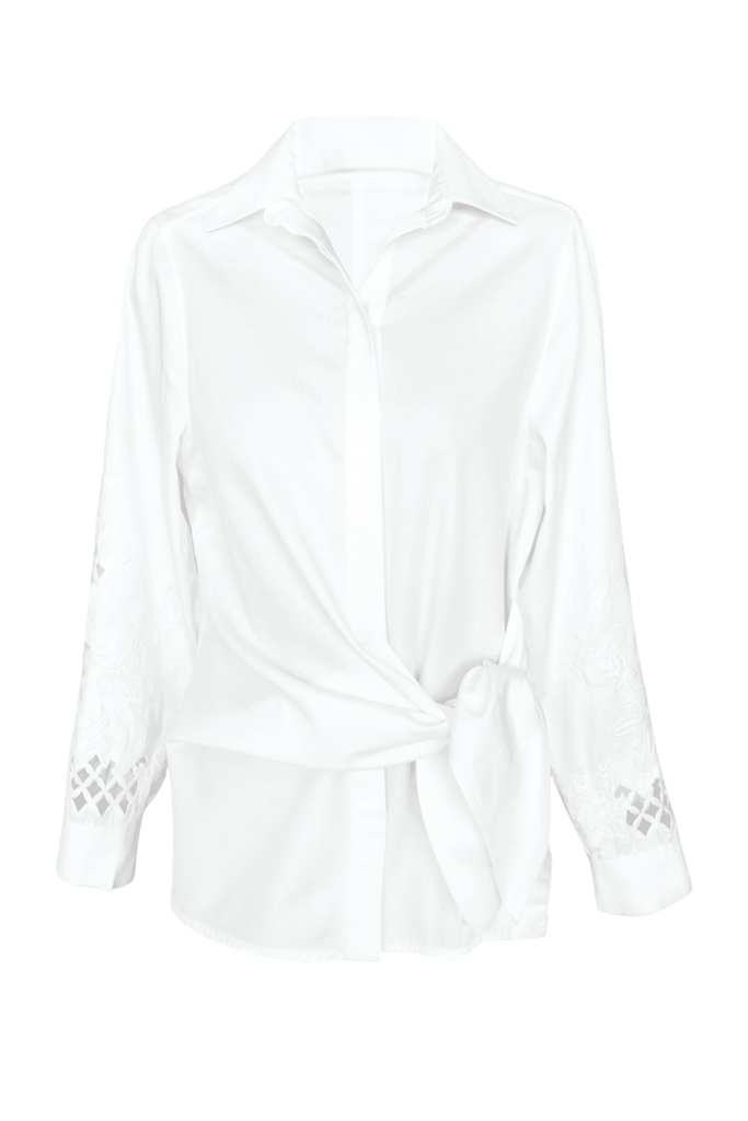 CUTWORK CUFF SIDE TIE SHIRT - dash and dot dash and dot