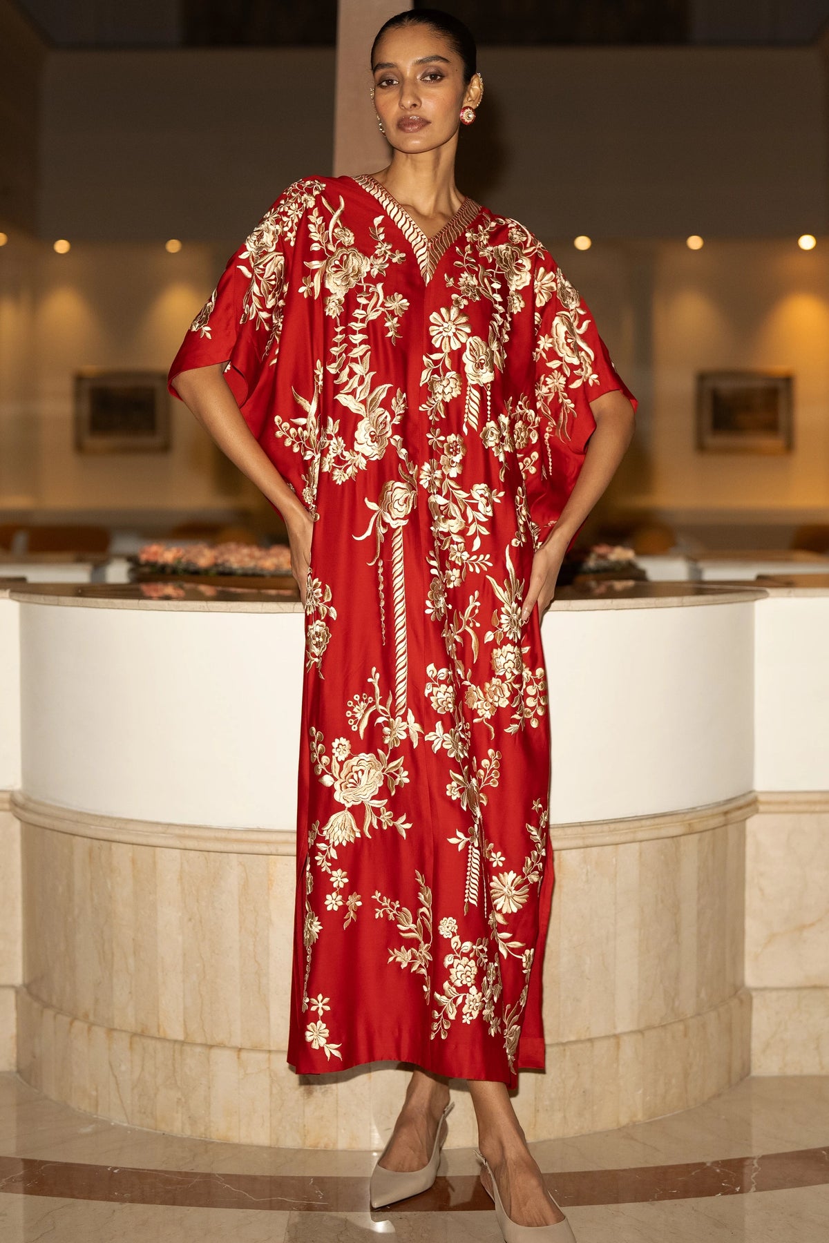 GARA STITCH KAFTAN DRESS