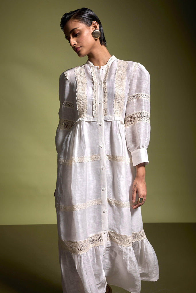 LINEN SILK LACE MIDI - dash and dot dash and dot