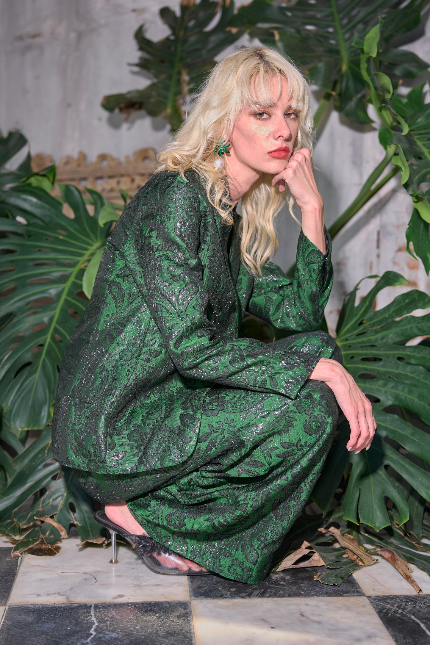 BROCADE WIDE-LEGGED PANT