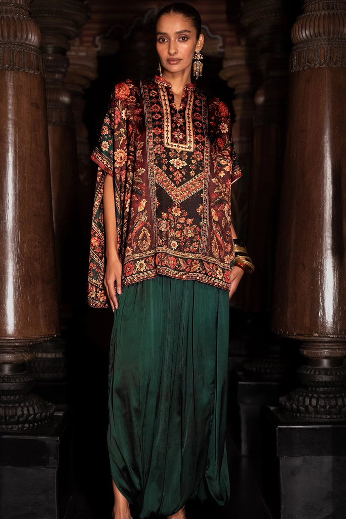 HERITAGE FLORAL KAFTAN TOP & SATIN COWL PANT dash and dot