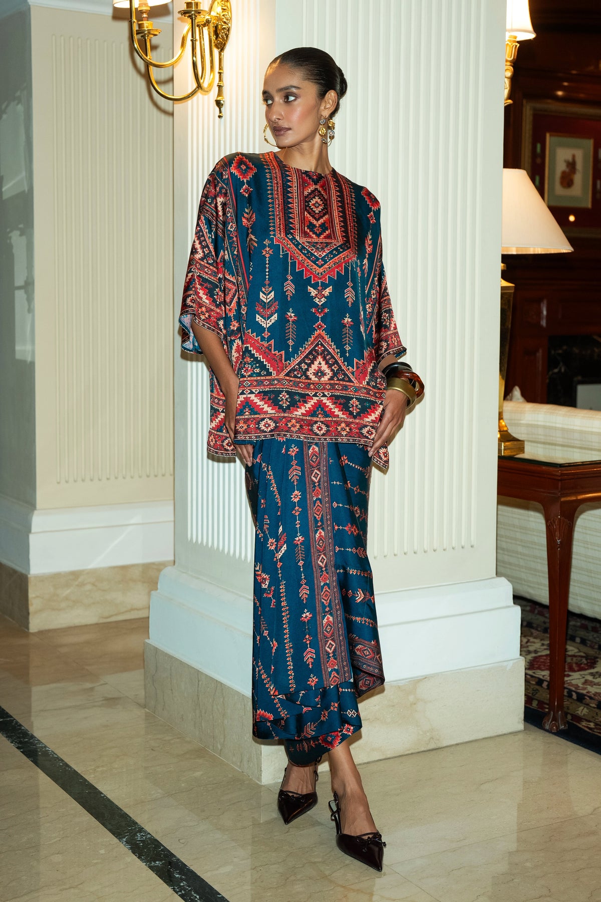HERITAGE PRINT DRAPE SKIRT