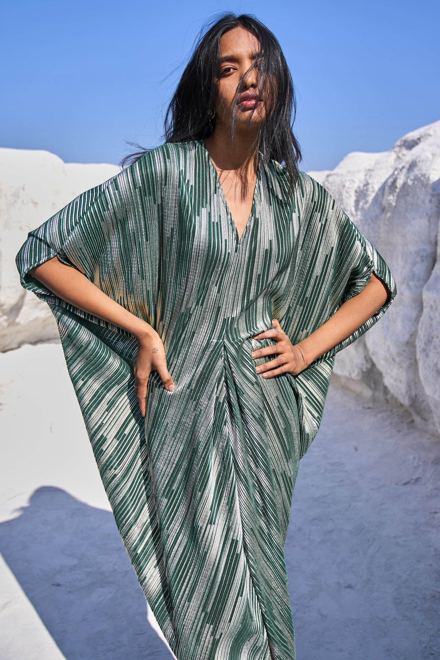 FOIL COWL KAFTAN