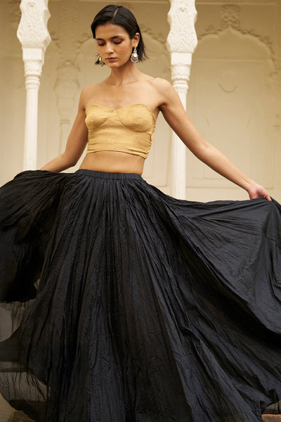 TISSUE BRALETTE AND CRUSHED SKIRT