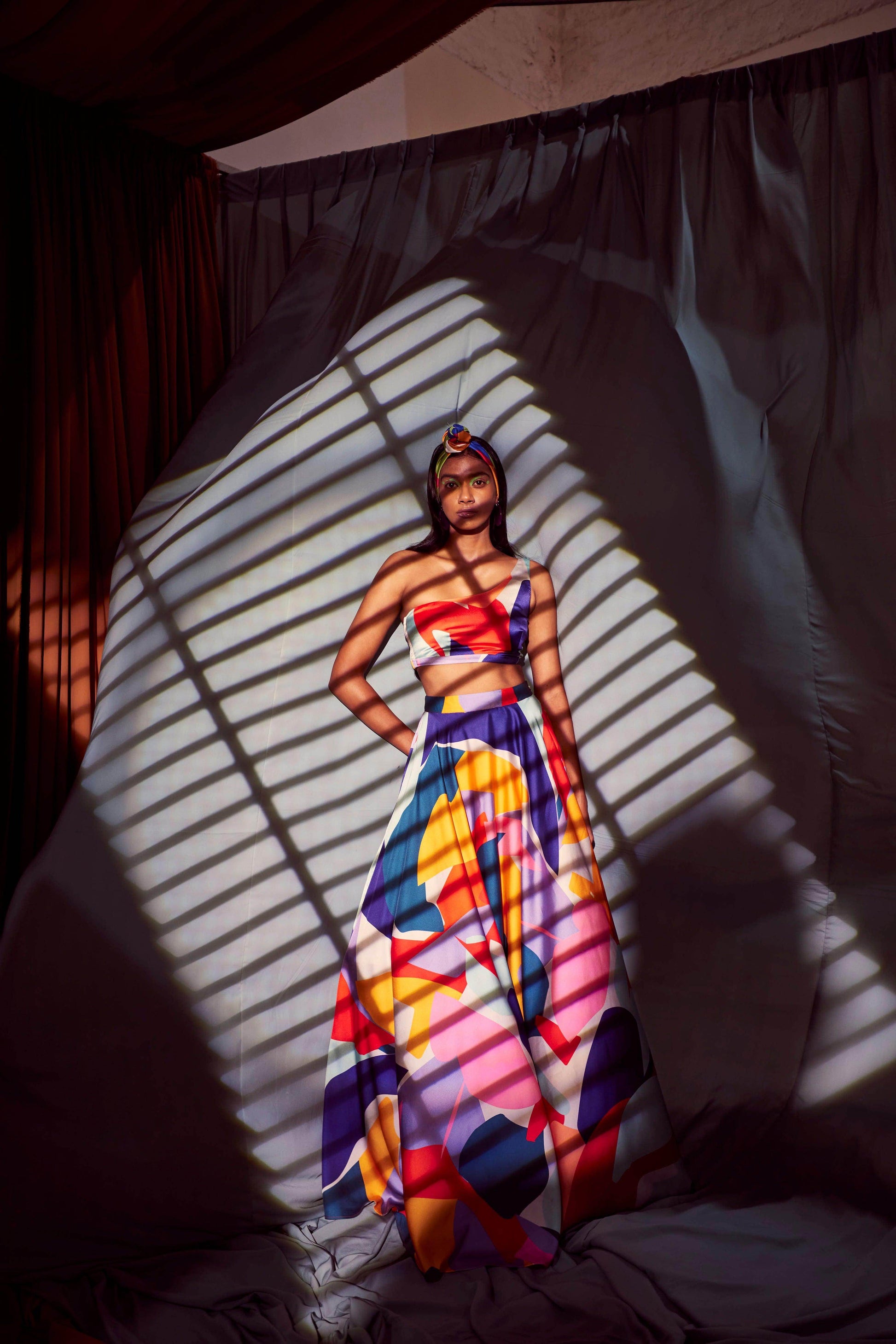 ABSTRACT MAXI-SKIRT SET - dash and dot