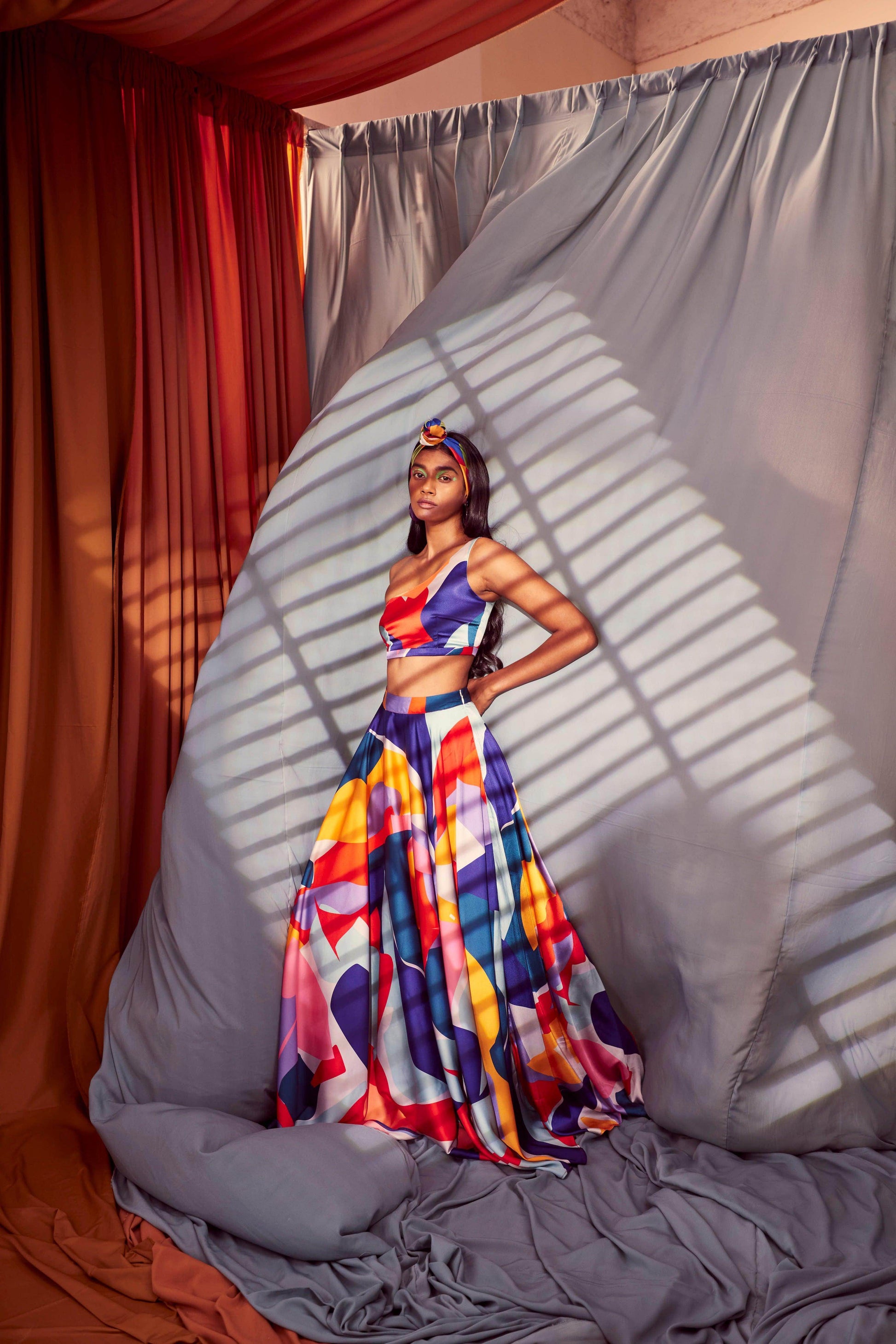 ABSTRACT MAXI-SKIRT SET - dash and dot