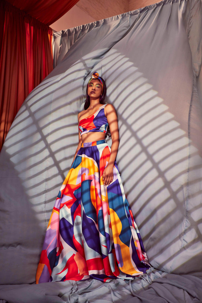 ABSTRACT MAXI-SKIRT SET - dash and dot dash and dot