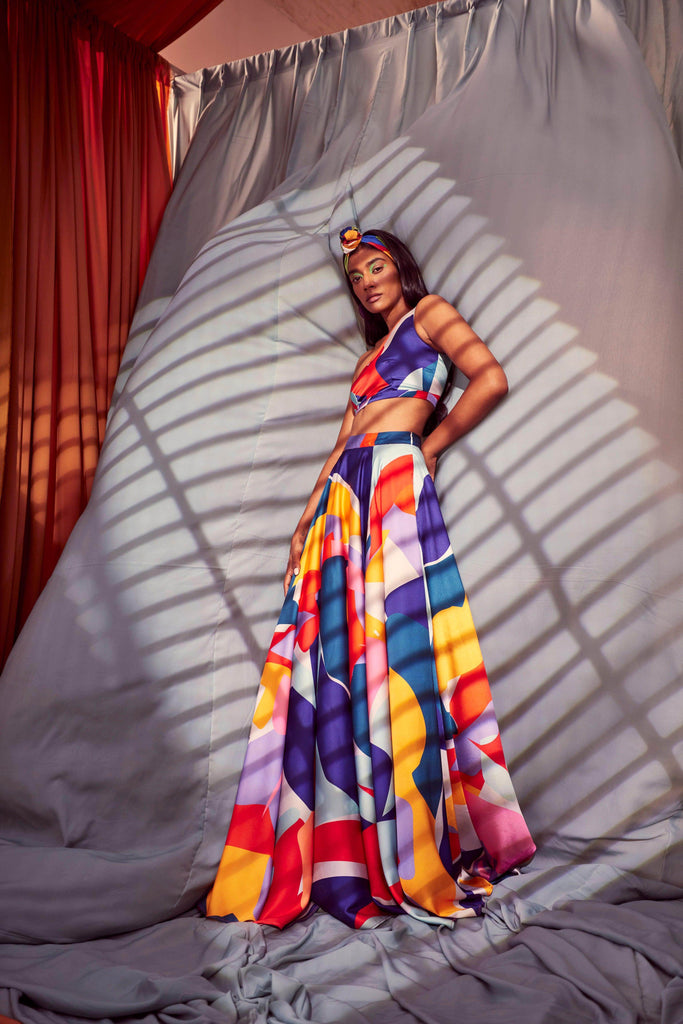 ABSTRACT MAXI-SKIRT SET - dash and dot dash and dot