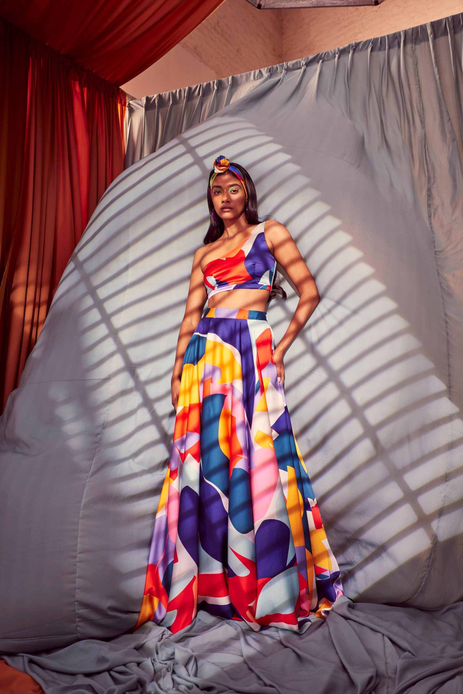 ABSTRACT MAXI-SKIRT SET - dash and dot