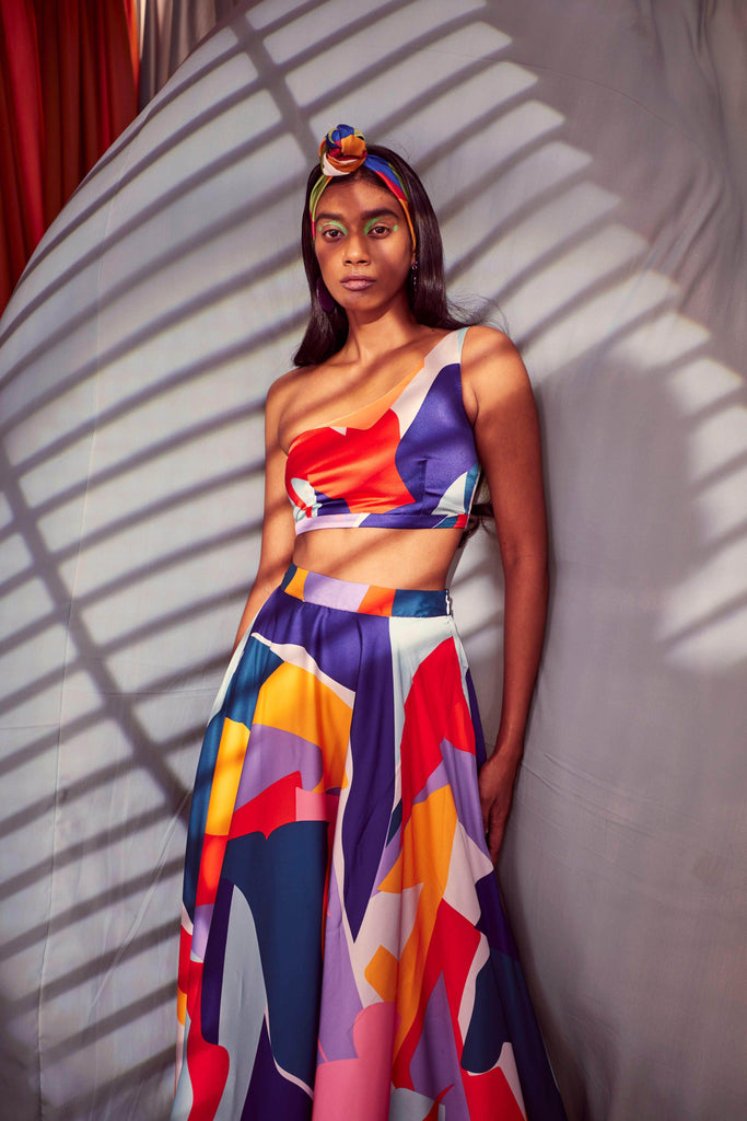 ABSTRACT ONE SHOULDER TOP - dash and dot dash and dot