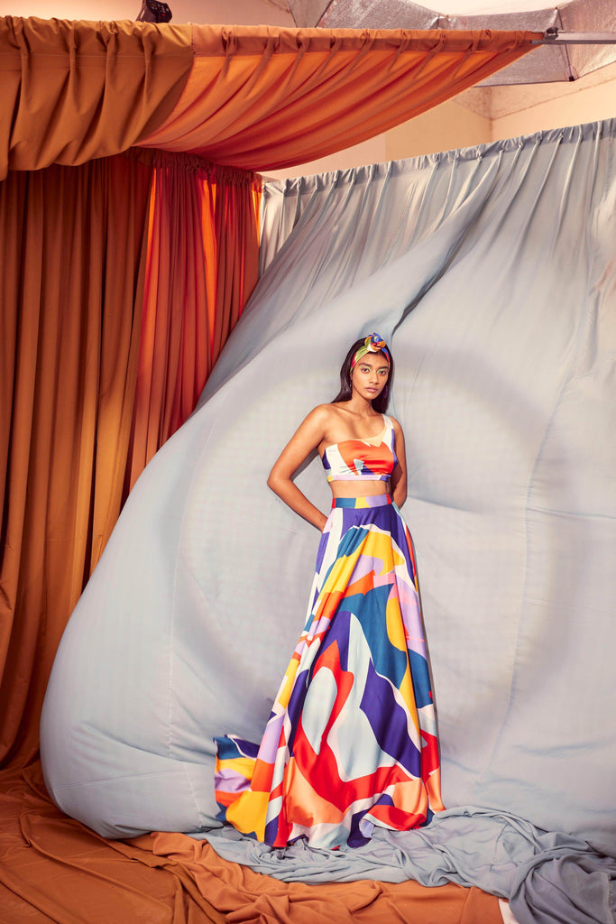 ABSTRACT MAXI-SKIRT SET - dash and dot dash and dot