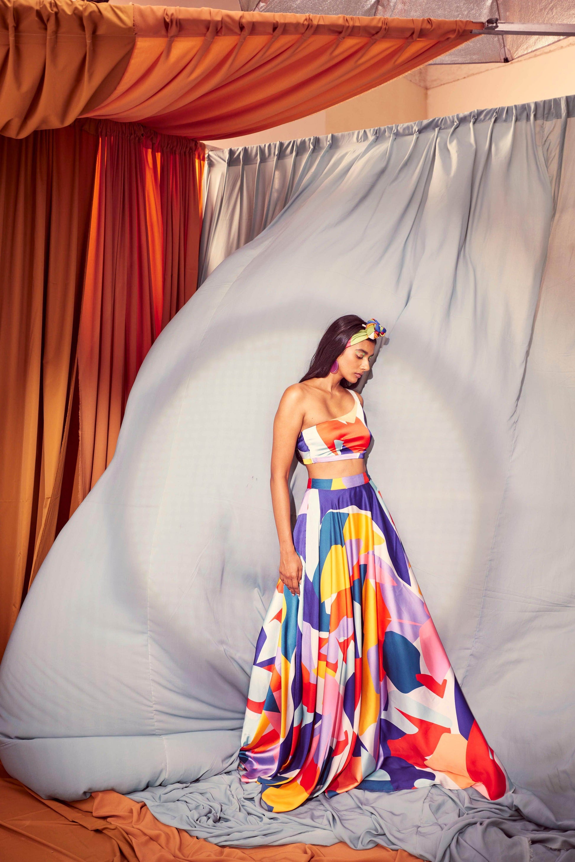 ABSTRACT MAXI-SKIRT SET - dash and dot