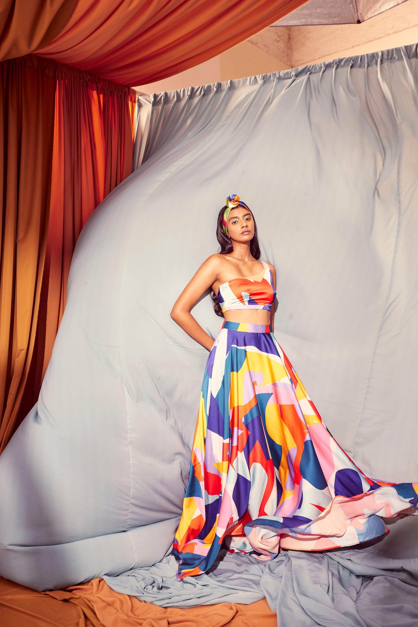 ABSTRACT MAXI-SKIRT SET - dash and dot