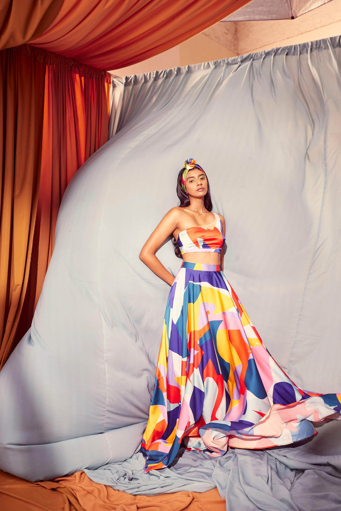 ABSTRACT MAXI-SKIRT SET - dash and dot dash and dot