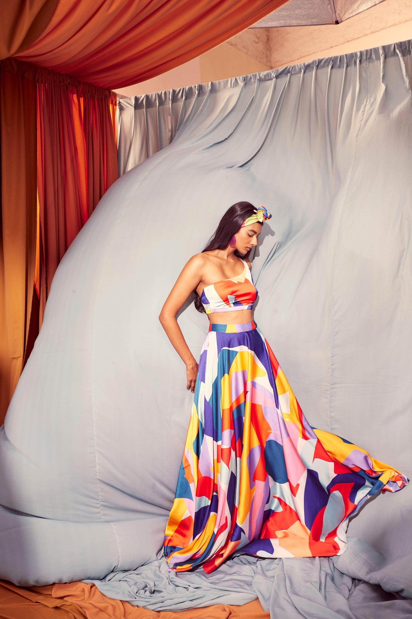 ABSTRACT MAXI-SKIRT SET - dash and dot