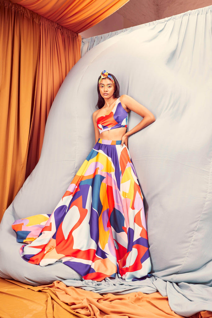 ABSTRACT MAXI-SKIRT SET - dash and dot dash and dot