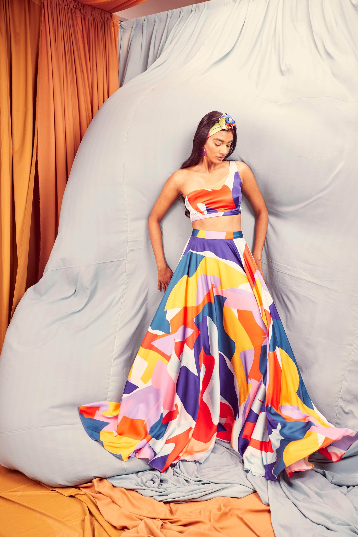 ABSTRACT MAXI-SKIRT SET - dash and dot