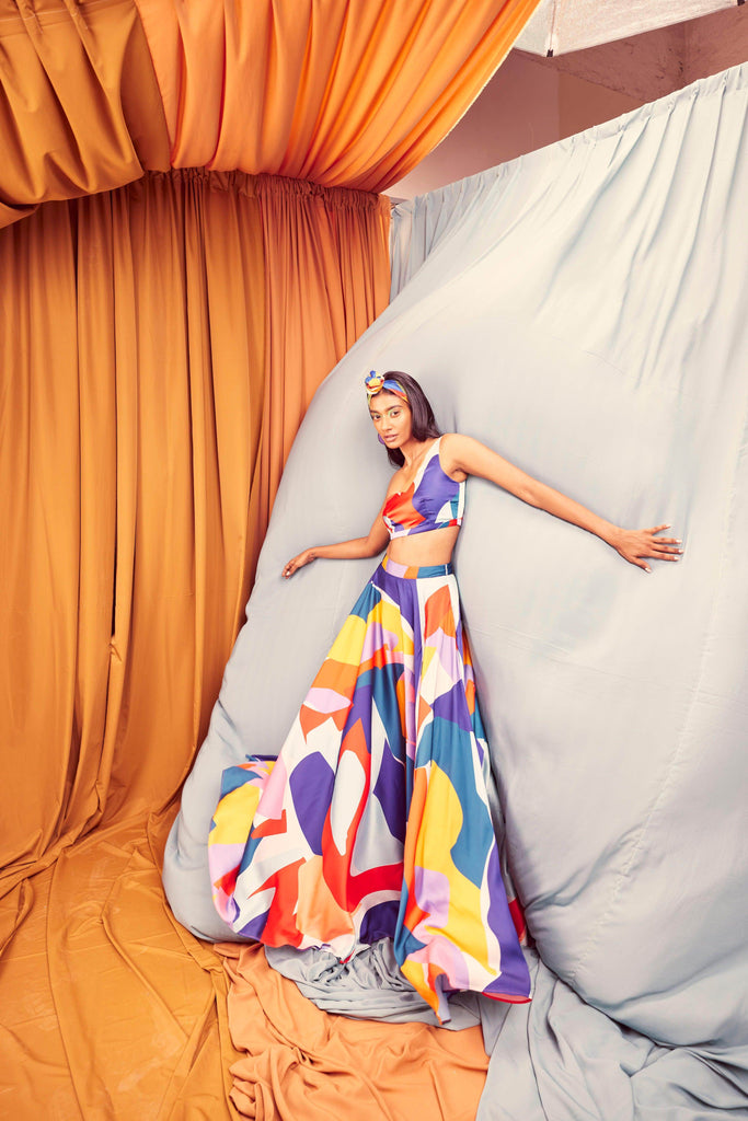 ABSTRACT MAXI-SKIRT SET - dash and dot dash and dot