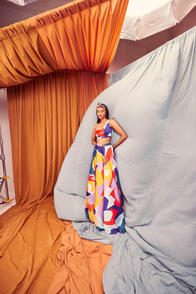 ABSTRACT MAXI-SKIRT SET - dash and dot dash and dot