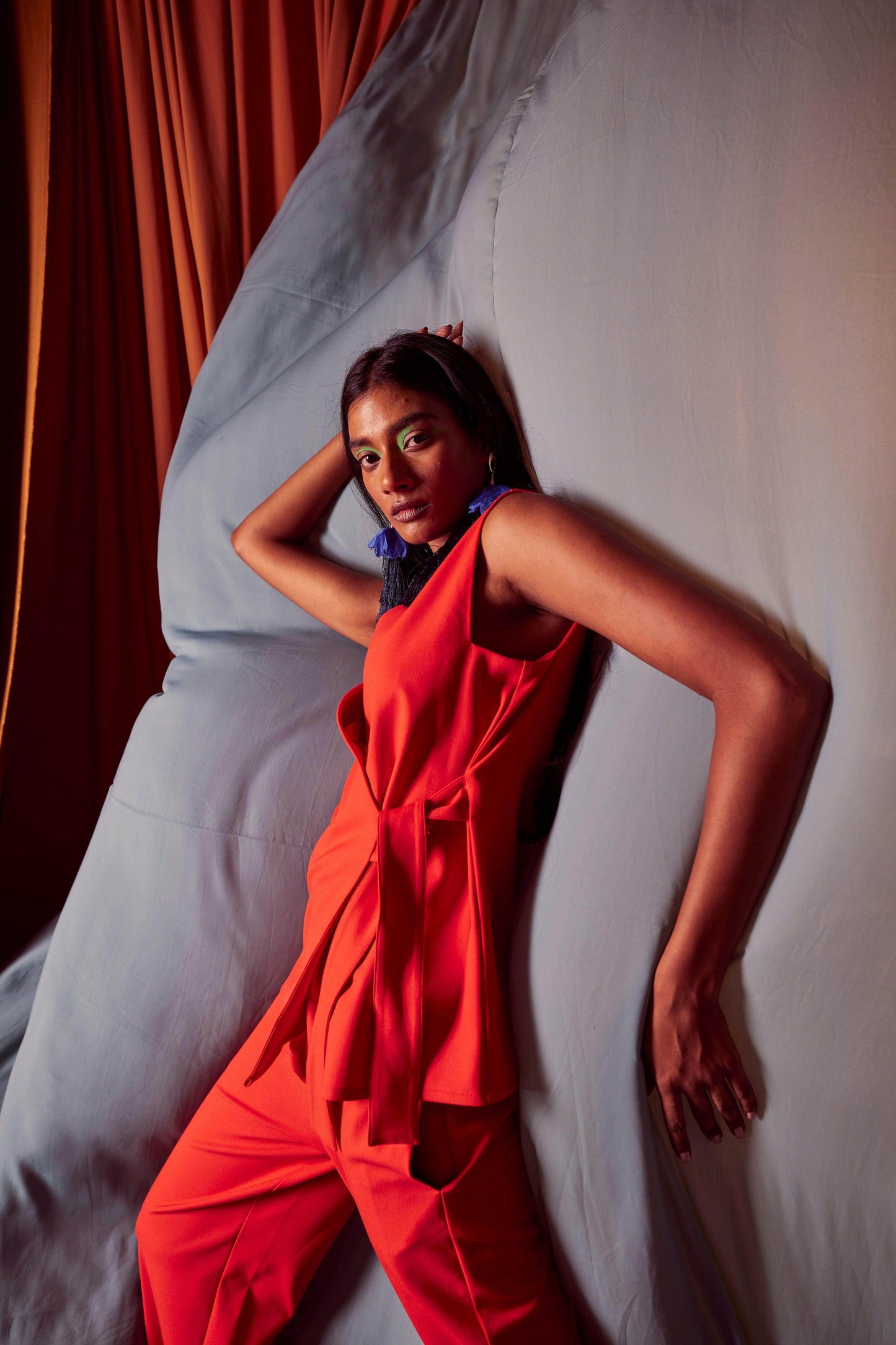 SLEEVELESS CORAL SIDE TIE SET - dash and dot