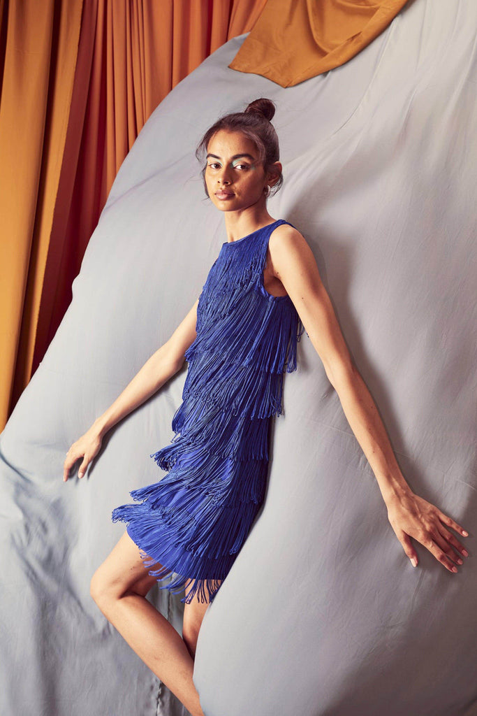 ROYAL BLUE FRINGE DRESS - dash and dot dash and dot