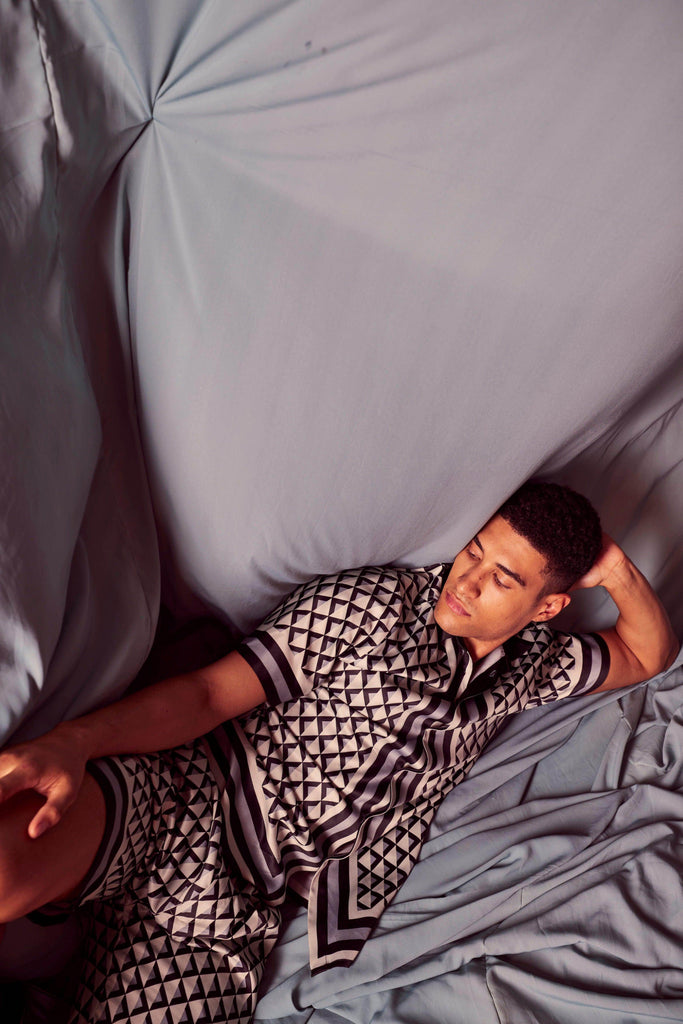 BORDER PRINT SHORTS SET - dash and dot dash and dot