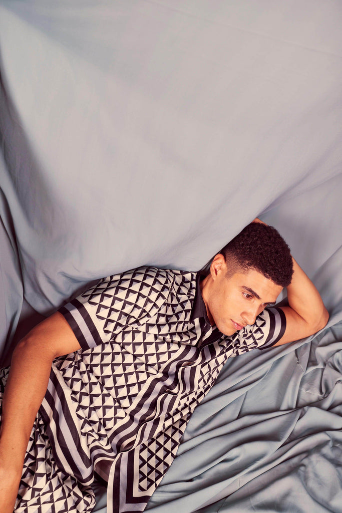 BORDER PRINT SHORTS SET - dash and dot dash and dot