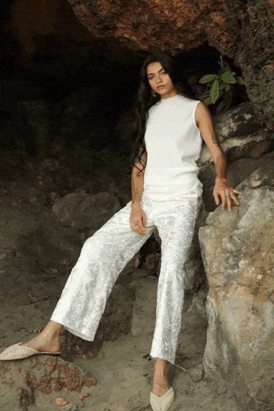 GARA STITCH IVORY PANT - dash and dot