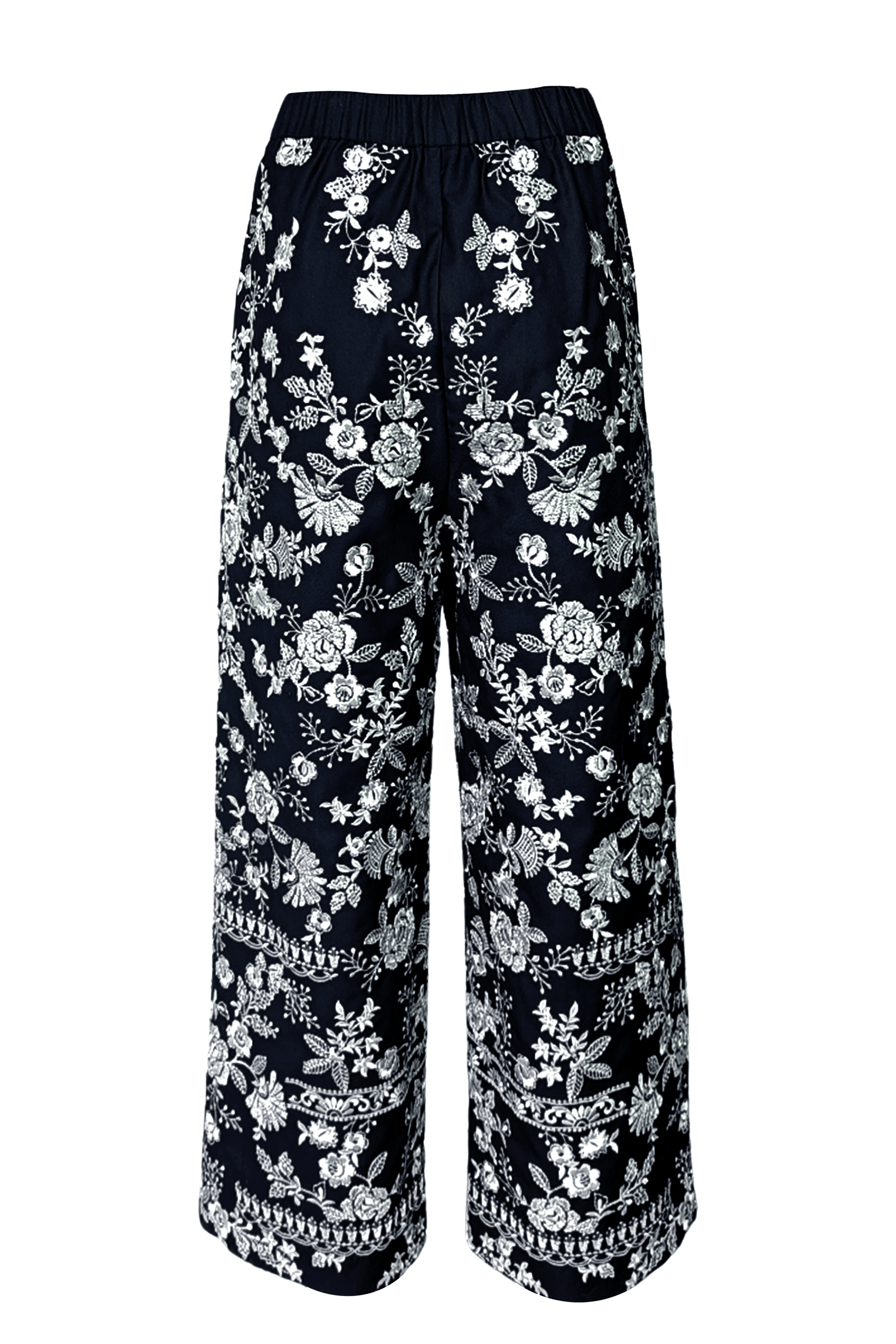 METALLIC EMBROIDERED WIDE LEGGED PANT - dash and dot
