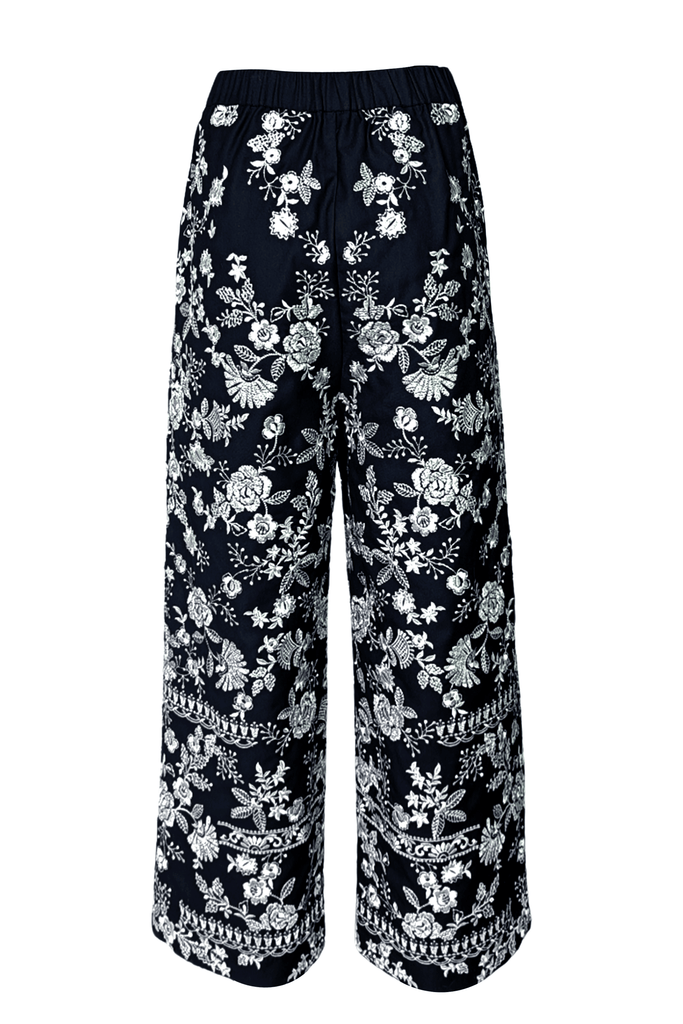 METALLIC EMBROIDERED WIDE LEGGED PANT - dash and dot dash and dot