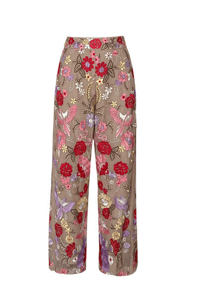 MULTICOLOUR EMBROIDERED FLORAL PANT - dash and dot