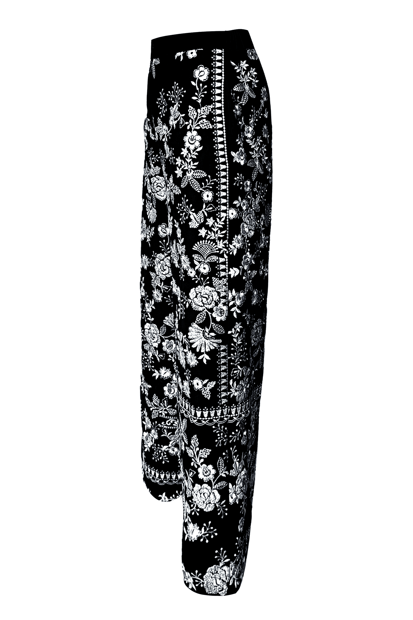 METALLIC EMBROIDERED WIDE LEGGED PANT - dash and dot